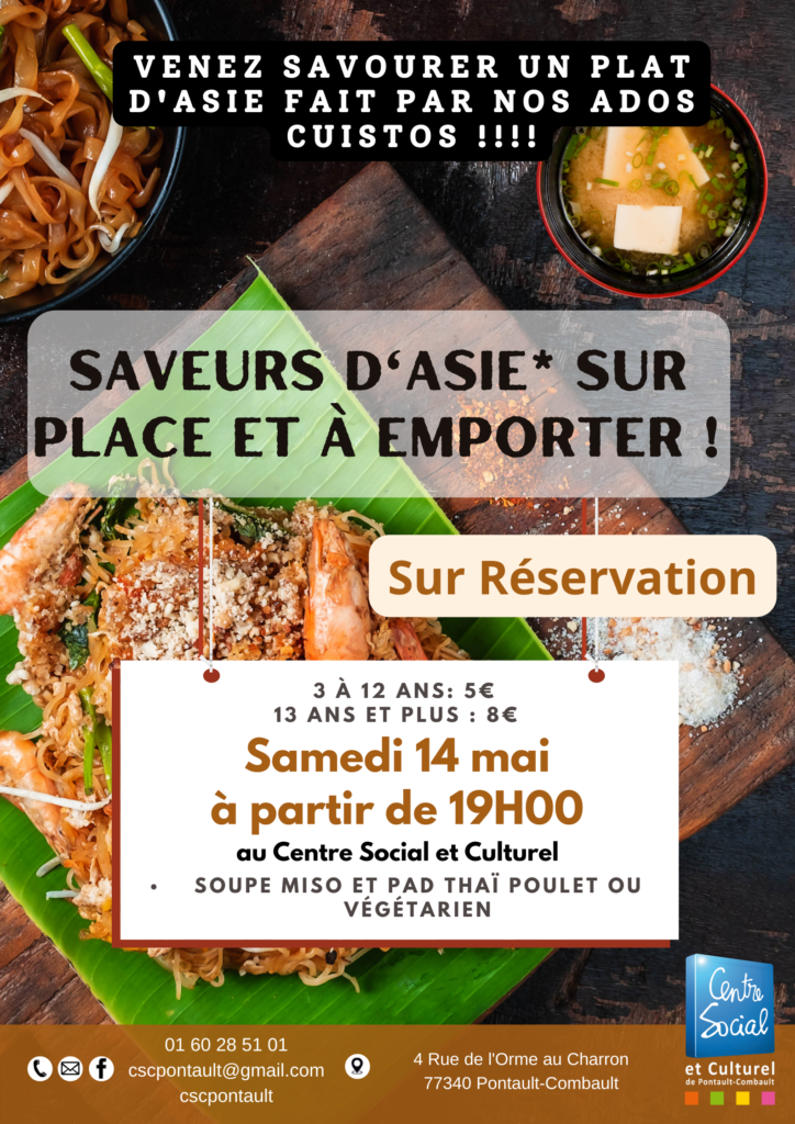 affiche du repas cuisiner par les ados du CSC